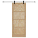 Skydedør Naturfarvet og sort 86 x 211 cm Massivt fyrretræ