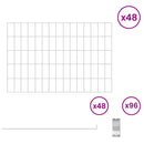 Havehegn med pæle 48 pcs 75 x 50 cm Mesh Galvaniseret stål Sølv