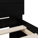 Sengeramme med sengegavl Sort eg 200 x 200 cm Konstrueret træ