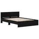 Sengeramme med sengegavl Sort eg 140 x 200 cm Konstrueret træ