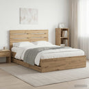 Bed Frame with Storage and Headboard Artisan Oak 160 x 200 cm