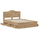 Bed Frame with Storage and Headboard Artisan Oak 160 x 200 cm