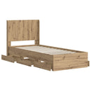 Sengestel med opbevaring og hovedgærde Artisan Oak 90 x 200 cm