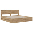 Bed Frame with Storage and Headboard Artisan Oak 180 x 200 cm