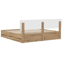 Bed Frame with Storage and Headboard Artisan Oak 180 x 200 cm