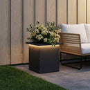 Plantekasse med LED Sort 30 x 30 x 30 cm Stål