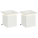 Plantekasse med LED 2 stk. Hvid 30 x 30 x 30 cm Stål
