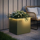 Plantekasse med LED Olivengrøn 30 × 40 × 30 cm Stål