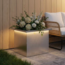 Plantekasse med LED Sølv 30 × 40 × 30 cm Rustfrit stål