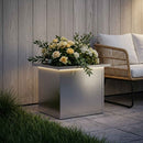 Plantekasse med LED Sølv 30 × 40 × 30 cm Galvaniseret stål