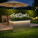 Plantekasse med LED Sølv 30 x 60 x 30 cm Rustfrit stål