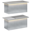 Plantekasse med LED 2 stk. Sølv 30 × 60 × 30 cm