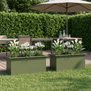 Plantekasse med LED 2 stk. Olivengrøn 30 x 80 x 30 cm Stål