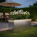 Plantekasse med LED Sølv 30 x 80 x 30 cm Galvaniseret stål