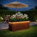 Plantekasse med LED Rusten 30 x 80 x 30 cm Cortenstål