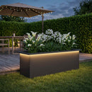 Plantekasse med LED Sort 30 x 100 x 30 cm Stål