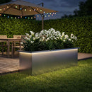 Plantekasse med LED Sølv 30 × 100 × 30 cm Galvaniseret stål
