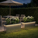 Plantekasse med LED 2 stk. Sølv 30 × 100 × 30 cm