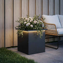 Plantekasse med LED Sort 40 x 40 x 40 cm Stål