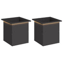 Plantekasse med LED 2 stk. Sort 40 x 40 x 40 cm Stål