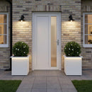 Plantekasse med LED 2 stk. Hvid 40 x 40 x 40 cm Stål