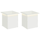 Plantekasse med LED 2 stk. Hvid 40 x 40 x 40 cm Stål