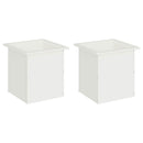 Plantekasse med LED 2 stk. Hvid 40 x 40 x 40 cm Stål