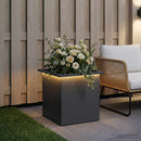 Plantekasse med LED Antracit 40 x 40 x 40 cm Stål