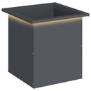Plantekasse med LED Antracit 40 x 40 x 40 cm Stål