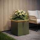 Plantekasse med LED Olivengrøn 40 x 40 x 40 cm Stål