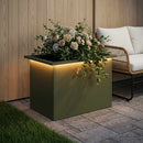 Plantekasse med LED Olivengrøn 40 x 60 x 40 cm Stål