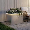 Plantekasse med LED Sølv 40 x 60 x 40 cm Rustfrit stål