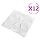 Vægpaneler 12 stk. 50 x 50 cm Diamond Hvid XPS Skum
