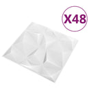 Vægpaneler 48 stk. 50 x 50 cm Diamond Hvid XPS Skum