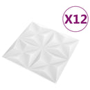 Vægpaneler 12 stk. 50 x 50 cm Origami Hvid XPS Skum