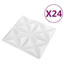 Vægpaneler 24 stk. 50 x 50 cm Origami Hvid XPS Skum