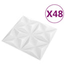 Vægpaneler 48 stk. 50 x 50 cm Origami Hvid XPS Skum