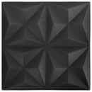 Vægpaneler 12 stk. 50 x 50 cm Origami Sort XPS Skum