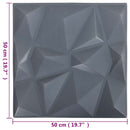 Vægpaneler 12 stk. 50 x 50 cm Diamond Grå XPS Skum