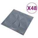 Vægpaneler 48 stk. 50 x 50 cm Diamond Grå XPS Skum