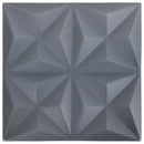 Vægpaneler 12 stk. 50 x 50 cm Origami Grå XPS Skum