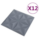 Vægpaneler 12 stk. 50 x 50 cm Origami Grå XPS Skum