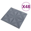 Vægpaneler 48 stk. 50 x 50 cm Origami Grå XPS Skum
