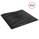 Vægpaneler 12 stk. 50 x 50 cm Sort Sten XPS Skum