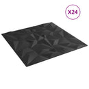 Vægpaneler 24 stk. 50 x 50 cm Sort XPS Skum