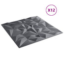 Vægpaneler 12 stk. 50 x 50 cm Amethyst Grå XPS Skum