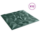 Vægpaneler 12 stk. 50 x 50 cm Amethyst Grøn XPS Skum