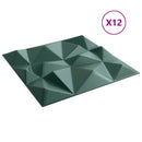 Vægpaneler 12 stk. 50 x 50 cm Diamond Grøn XPS Skum