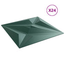 Vægpaneler 24 stk. 50 x 50 cm Star Grøn XPS Skum