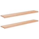 Vindueskarme 2 stk. Naturfarvet 140 x 25 x 2 cm Solid bøg